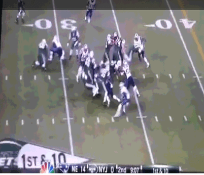 Sanchez running into Brandon Moore