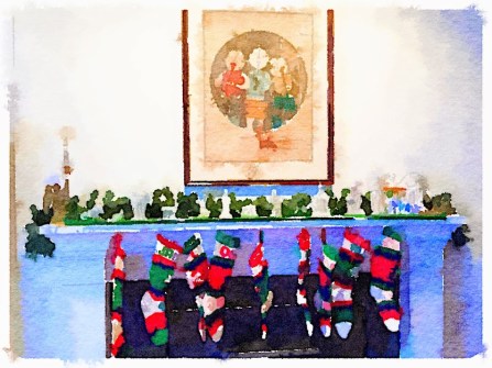 Christmas Mantel Stockings Hung with Care